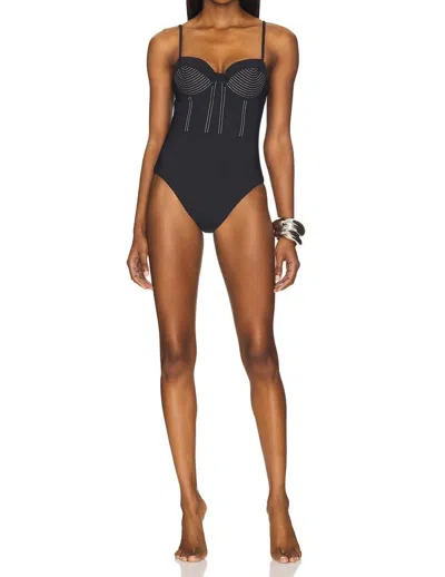 Simkhai Beatrix Bustier One Piece Swimsuit In Black In Black