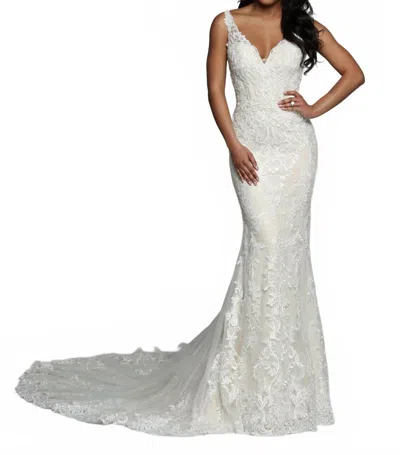 Davinci Bridal V-neck Wedding Gown In Ivory In White