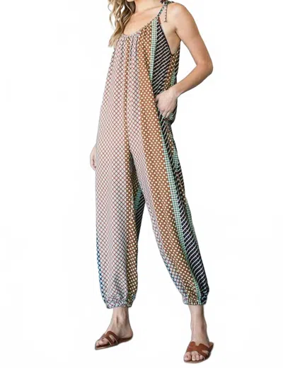 Bucketlist Geo Print Draped Jumpsuit In Multi In Multi