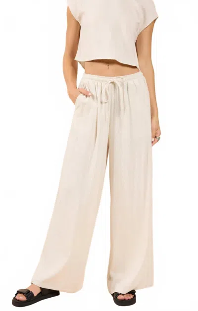 Sadie & Sage Sugarloaf Elastic Waist Pants With Lining In Ivory In Neutral