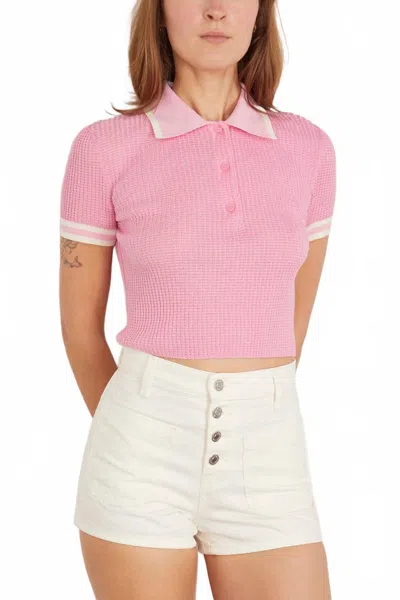 Simkhai Whitten Short Sleeve Polo In Sorbet Multi In Pink