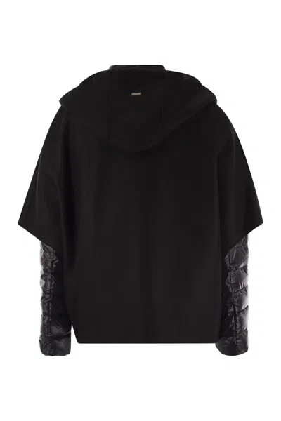 Herno Resort Hood In Ultralight Wool And Nylon In Black
