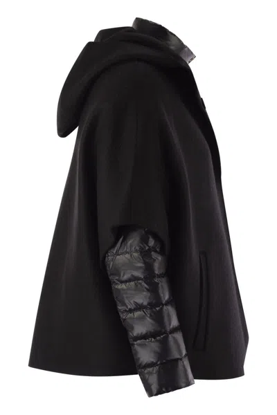 Herno Resort Hood In Ultralight Wool And Nylon In Black