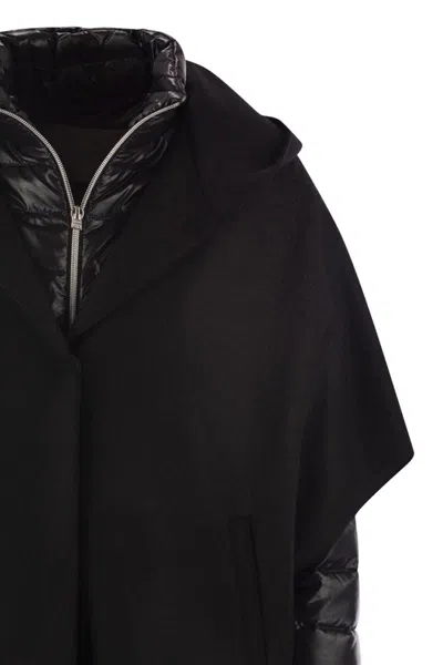 Herno Resort Hood In Ultralight Wool And Nylon In Black