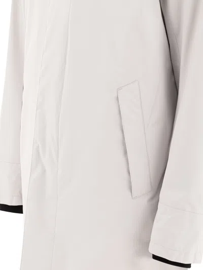 Herno Grey Coat With Hood And Zip Closure In White