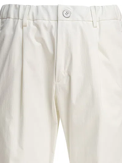 Herno Tailored White Trousers With Polished Finish In Multi