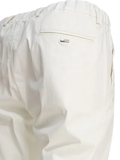 Herno Tailored White Trousers With Polished Finish In Multi