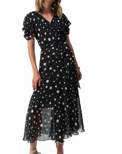 Joseph Ribkoff Flutter Sleeve Wrap Dress In Black