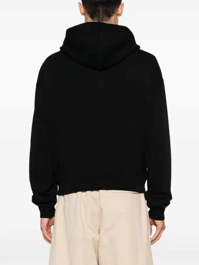 Jacquemus The Gros Grain Zip-up Hooded Sweatshirt In Black