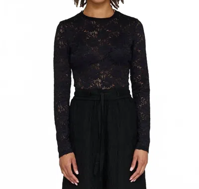 Raquel Allegra Lace Elise Long Sleeve Top In Black In Black