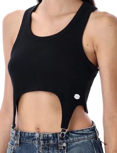 Jean Paul Gaultier Cotton Ribbed Bra With Lingerie Garter Clothing In Black
