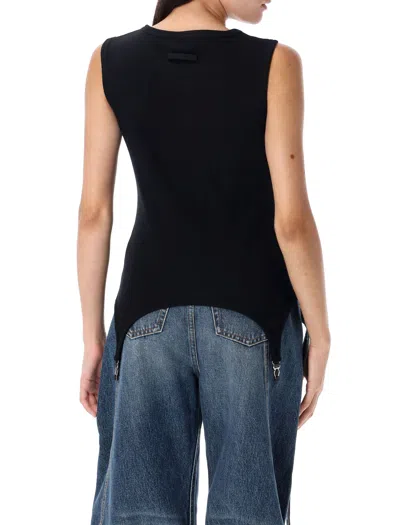 Jean Paul Gaultier Cotton Ribbed Tank Top With Lingerie Garter Clothing In Black