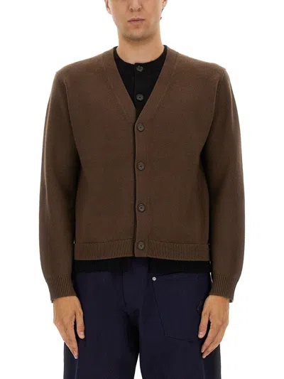 Jw Anderson Brown Cashmere Blend Layered Cardigan In Brown