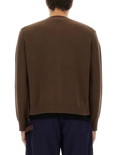Jw Anderson Brown Cashmere Blend Layered Cardigan In Brown