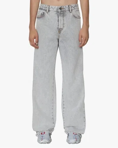Diesel Grey Straight-leg Denim Jeans In Light-wash In Multi