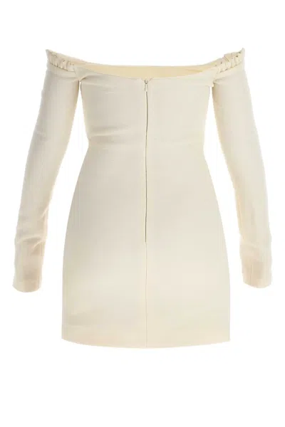 Khaite Octavia Off-the-shoulder Wool-crepe Mini Dress In White
