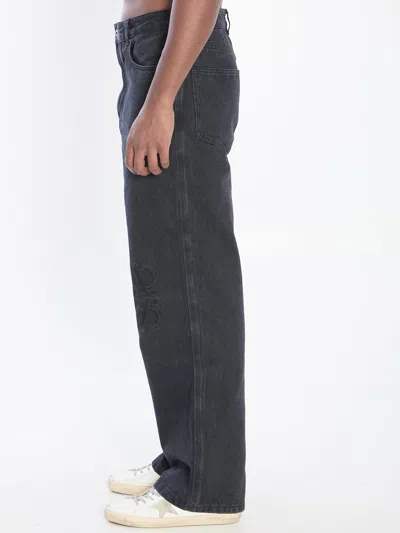 Loewe Men Baggy Anagram Denim Pants In Black