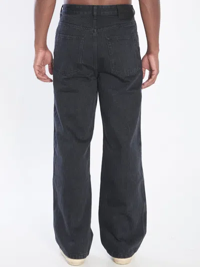 Loewe Men Baggy Anagram Denim Pants In Black