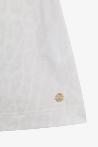 Roberto Cavalli Milk White And Ivory Dress With Jaguar Skin In White