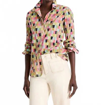 Nic + Zoe Nic+zoe Colorfield Crinkle Button-up Shirt In Multi