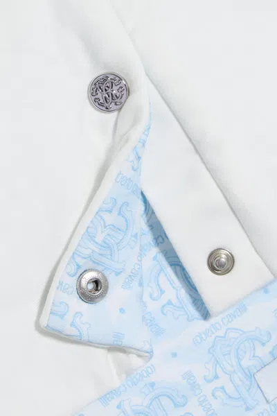 Roberto Cavalli Milk White Sleeping Bag With Logo In Multi