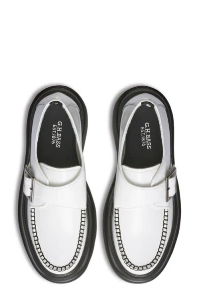 G.h.bass Monk Strap Platform Shoe In White