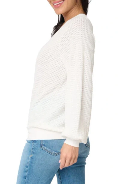 Gibsonlook Courtside Open Stitch Sweater In White