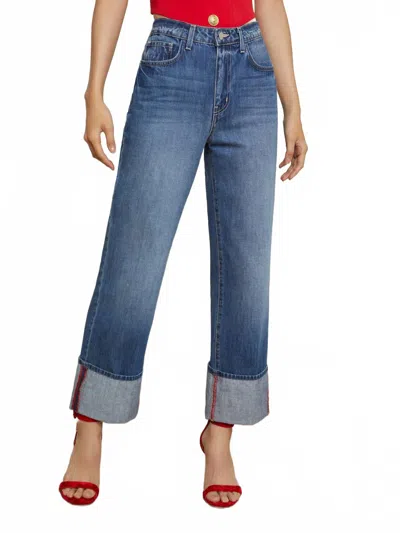 L Agence Leighton Cropped Cuffed Jeans In Blue