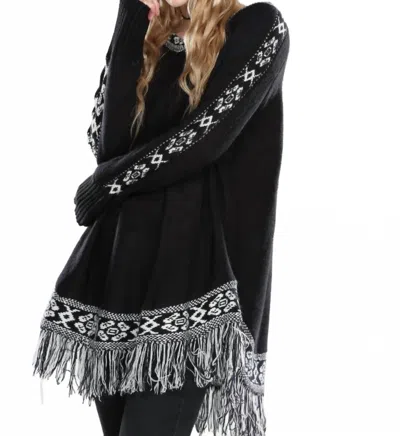 Collective Rack Fringed Sweater Tunic In Black In Black