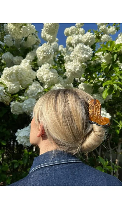 Solar Eclipse Hand-painted Cowboy Boot Claw Hair Clip