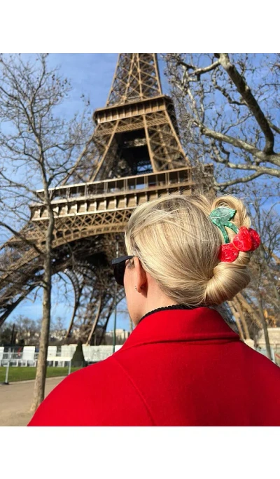 Solar Eclipse Hand-painted Cherry Fruit Claw Hair Clip