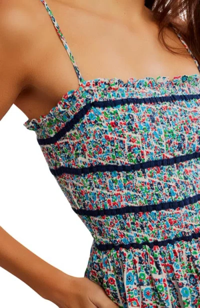 Free People Bali Checked Out Printed Romper In Gardenia Combo