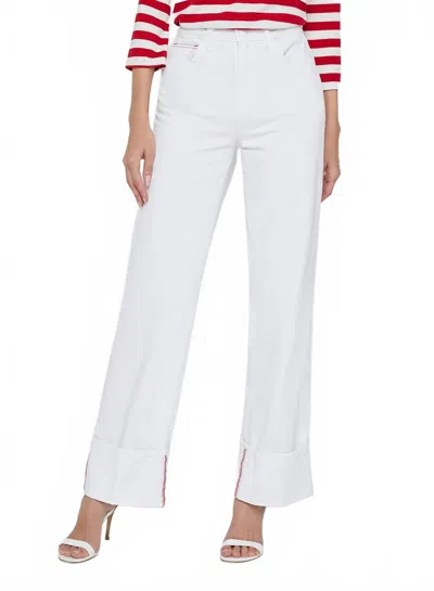 L Agence Miley Ultra High Rise Wide Leg Cuff Jeans In Blanc In White