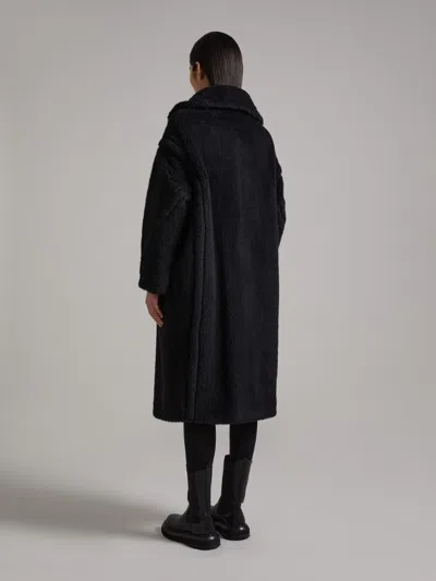 Max Mara Teddy Camel & Silk Blend Coat In Black