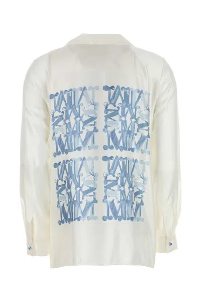 Max Mara Silk Monogram Shirt In White
