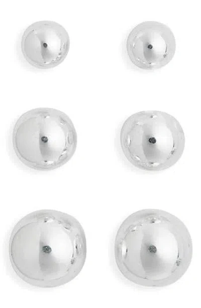 Nordstrom Rack Set Of 3 Graduated Orb Stud Earrings In Metallic