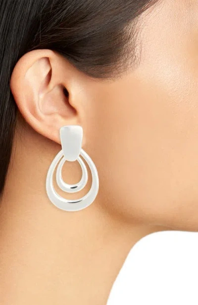 Nordstrom Rack Orbital Teardrop Doorknocker Drop Earrings In Metallic