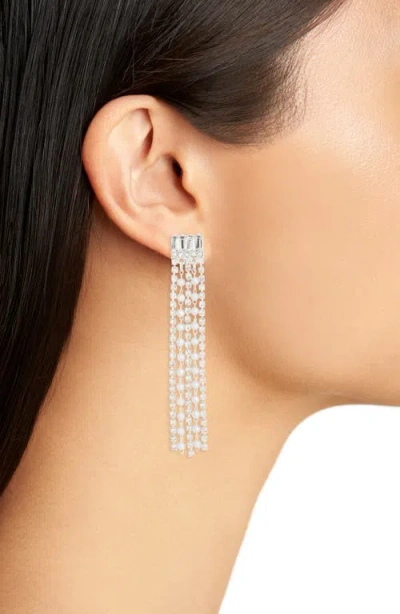 Nordstrom Rack Crystal & Faux Pearl Fringe Drop Earrings In Metallic
