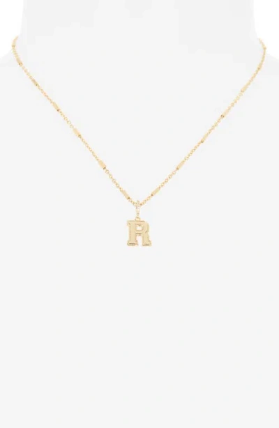 Leith Varsity Font Cubic Zirconia Initial Pendant Necklace In Gold