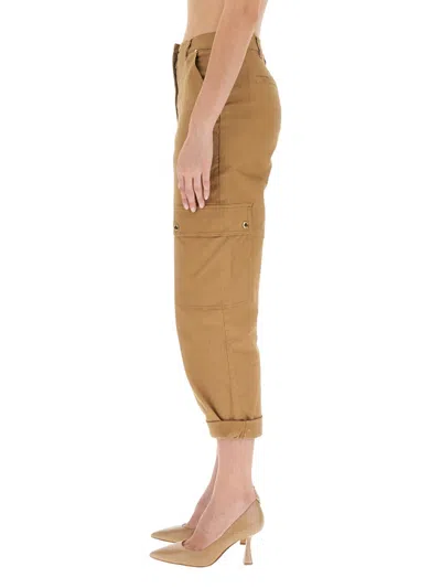 Michael Michael Kors Tapered Organic Cotton Cargo Trousers In Brown