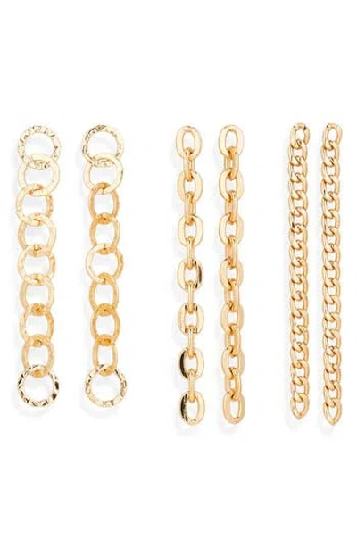 Tasha Set Of 3 Chain Link Drop Earrings In Gold