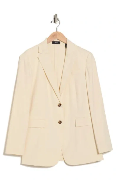 Theory Two Button Linen Blend Blazer In White