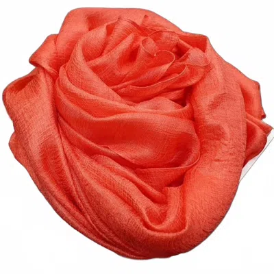 Reine Krief Crinkle Silk Scarf In Flame In Red