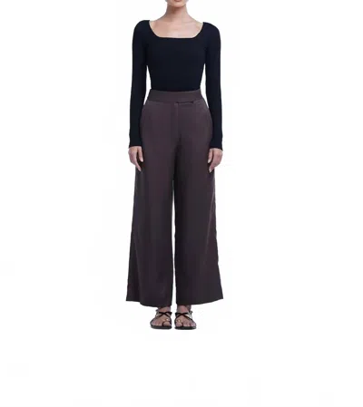 Dal The Label Relaxed Wide Leg Cropped Pants In Coffee Brown In Multi