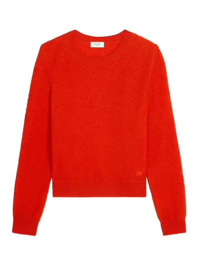 Celine Men Wool Sweater With Triomphe Detail In Red