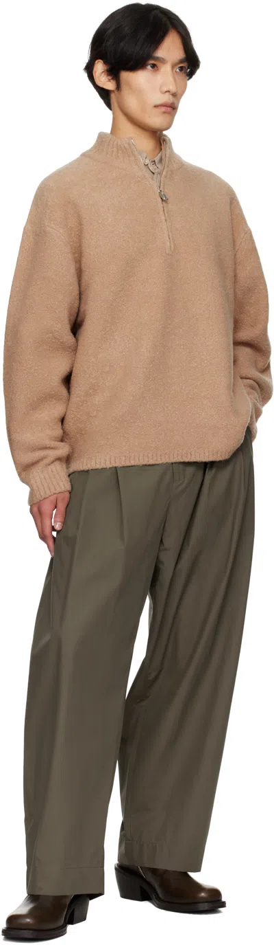 Le17septembre Tan Bouclé Half-zip Sweater In Brown