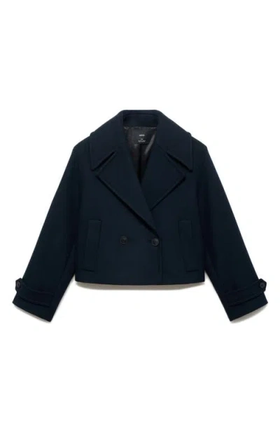Mango Wool-blend Jacket With Maxi Lapels Dark Navy In Blue