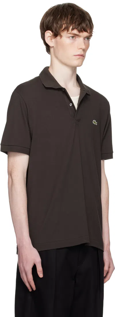 Lacoste Logo-detail Button Polo Shirt In Brown