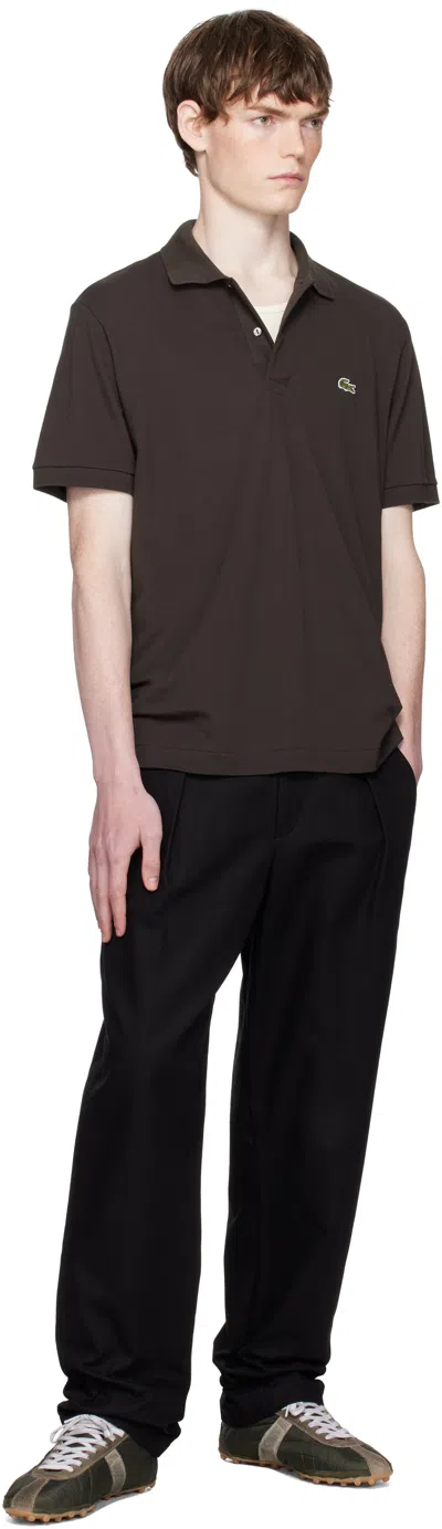 Lacoste Logo-detail Button Polo Shirt In Brown