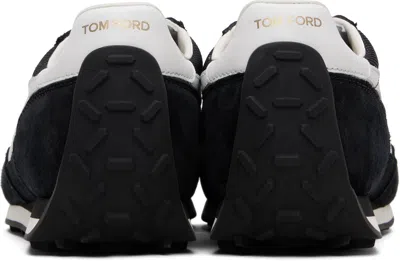 Tom Ford Suede Sneakers With Contrast Panels And Flat Sole In Black